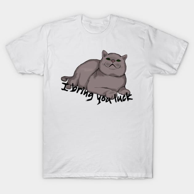 Fat Good Fortune Cat Light T-Shirt by RedHeadAmazona